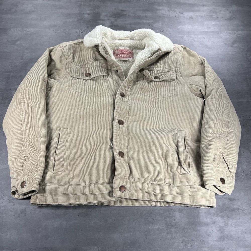 Penny Lane Jacket Women S Tan Khaki Corduroy Sherpa Fleece Crop Babydoll Y2K